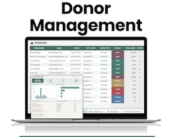 Foglio di calcolo per la gestione dei donatori, strumento di monitoraggio delle donazioni per organizzazioni non profit, modello CRM per la raccolta fondi (Fogli Google)
