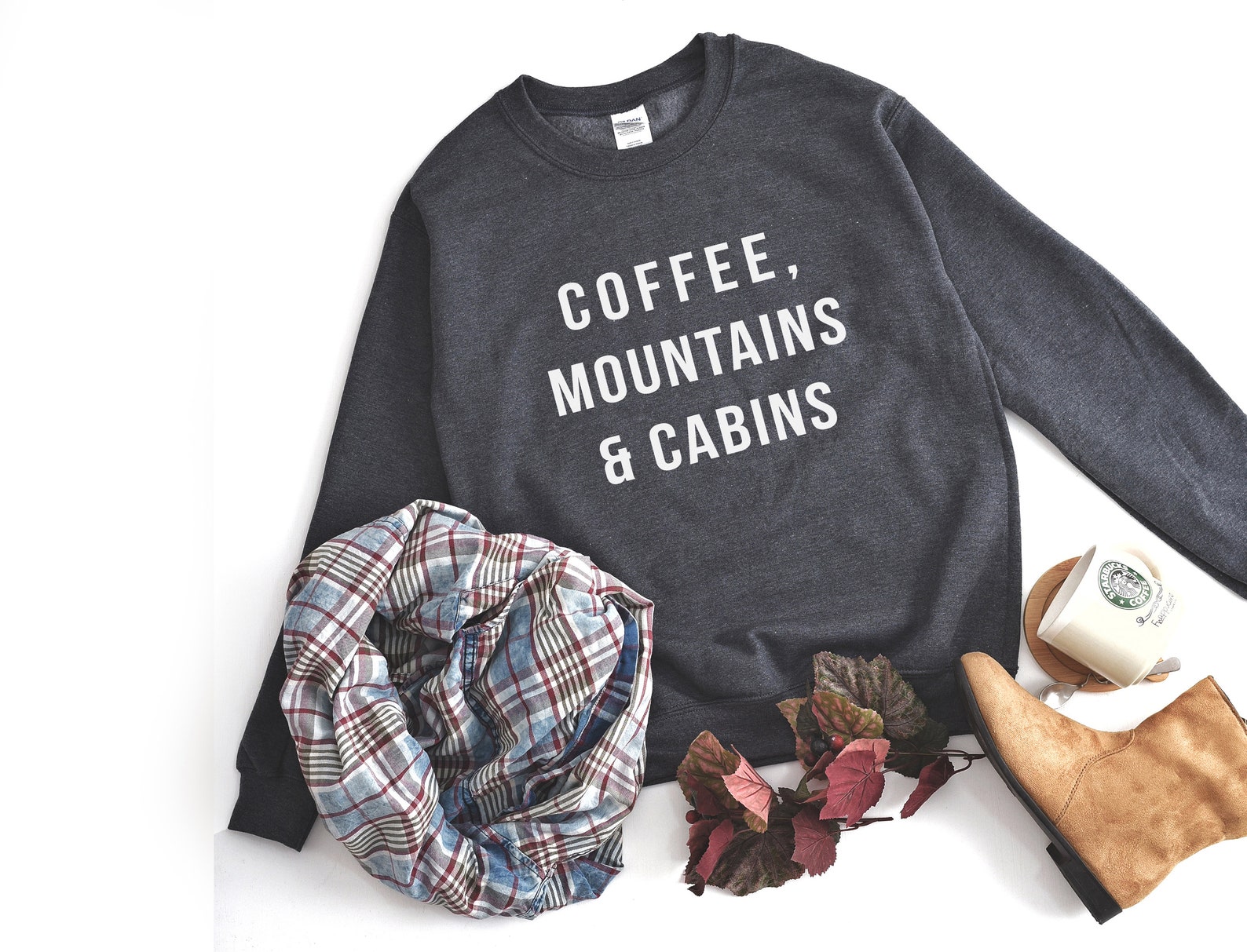 Coffee shirt mountain sweatshirt Cabin gift for women cozy | Etsy