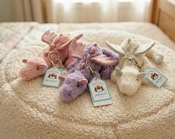 Echte Jellycat Taschenanhänger / Taschenanhänger | Freundin Geschenk | Niedliches Rucksack-Accessoire | Niedliche Baby Fantasy Taschenanhänger