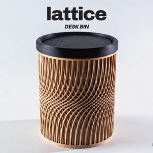Lattice Desk Bin: Compact Desktop Trash Can with Weighted Lid