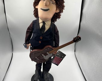 Vintage 1987 Beatles Forever George Harrison Plush Doll Applause with Stand Tag