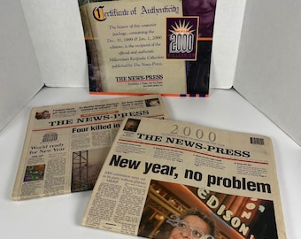 Die News-Press-Millennium Souvenir Andenken Editionen 31.Dezember 1999 1.Januar 2000 COA