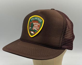 National Park Service Volunteer Trucker Cap Braun Mesh Snapback Patch VTG, Otto