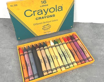 VTG 1940er-50er Jahre Crayola 16 Große Buntstifte No 336 Binney & Smith Verschiedene Brilliant