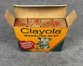 Vintage Clayola Modelliermasse Binney & Smith Roter Ton Retro Sammlerbox MCM
