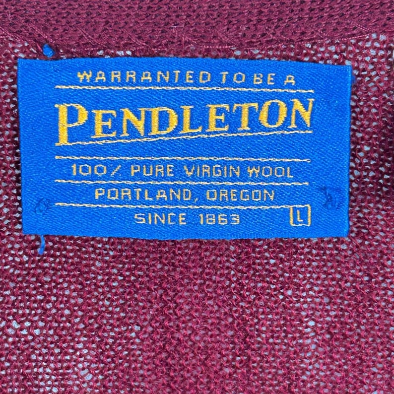 Cardigan Pendleton da uomo in pura lana vergine al 100%, colore bordeaux, taglia L, prodotto negli Stati Uniti, stile vintage. immagine 3