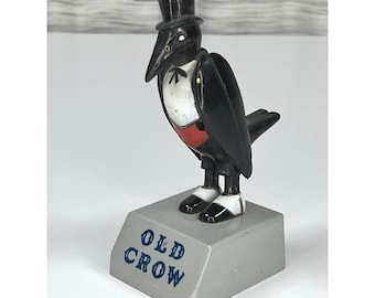 Vintage alte Crow Bourbon Whisky Jubiläum Figur Maskottchen Bar Statue 15,2 cm