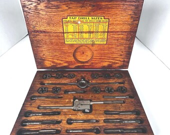 Vintage Ace Henry L Hanson Tap and Die Set Original Holzkoffer Made in USA Werkzeug