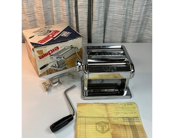 Vintage Ampia Tipo Lusso Mod 150 Pasta Machine OMC Italy Chrome Manual Maker Box