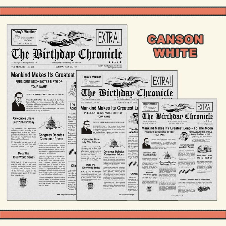 The Birthday Chronicle Personalized Birthday Newspaper | Etsy
