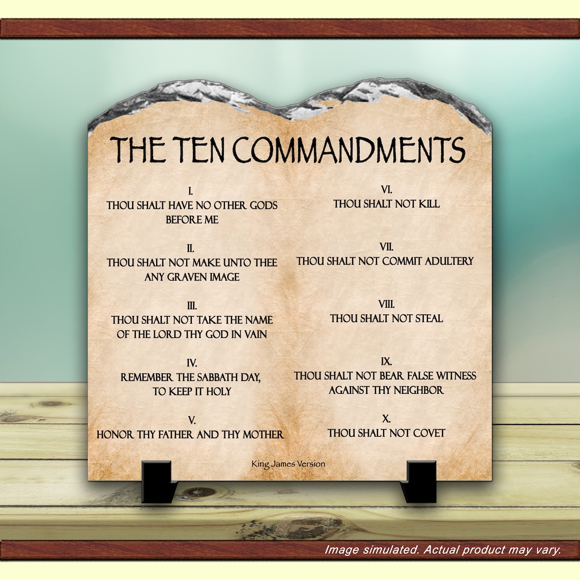 The Ten Commandments KJV 8 X 8 Inch Slate Plaque With | Etsy