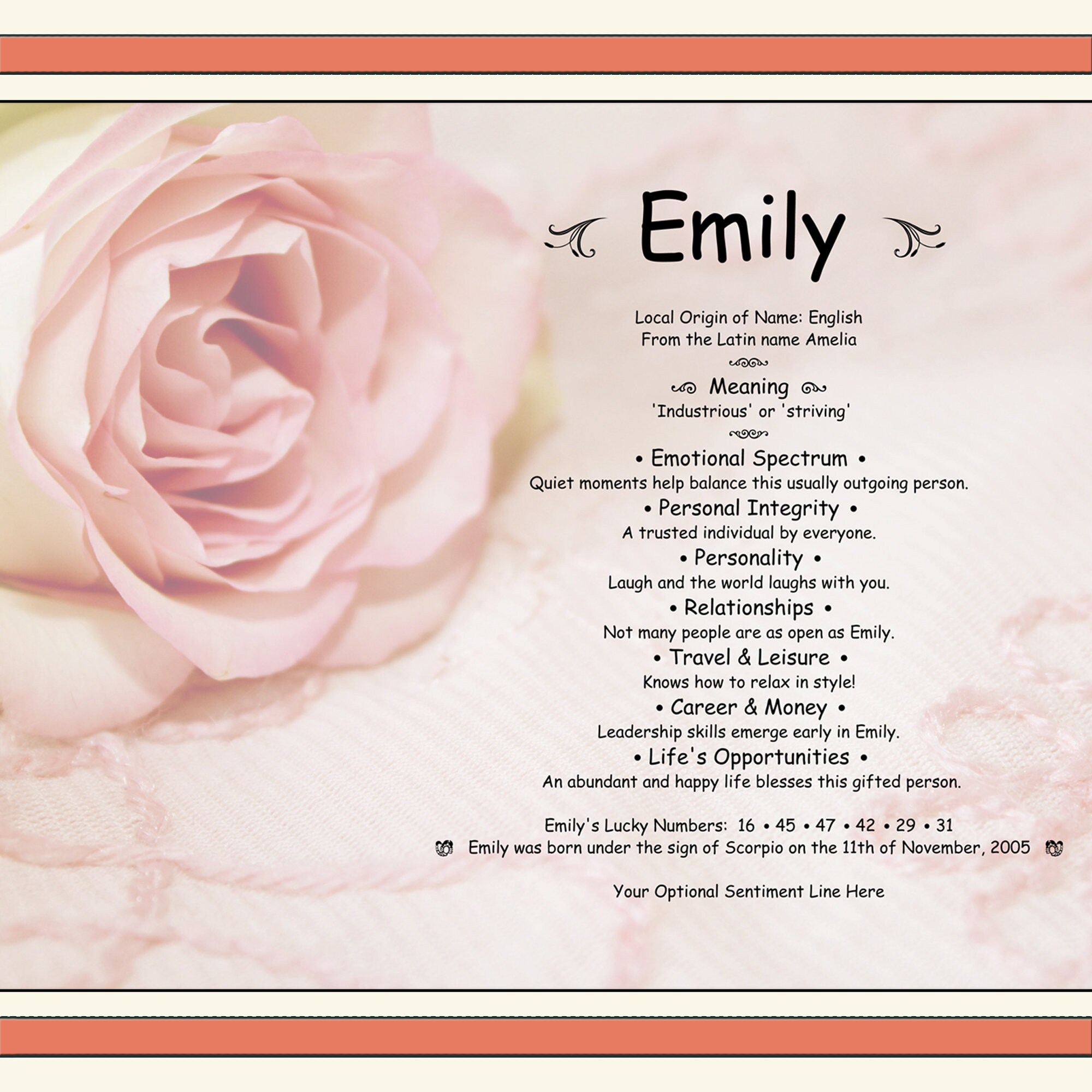 Rose Personalized Name Meaning Etsy