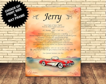 Classic Corvette Personalized First Name Meaning Print