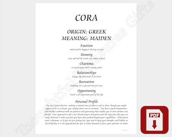 Cora - First Name Meaning PDF File