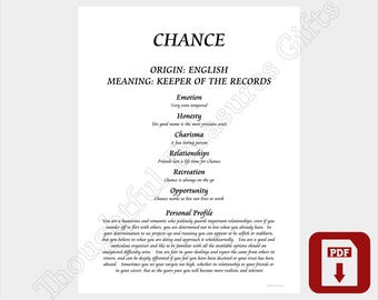 Chance - First Name Meaning PDF File