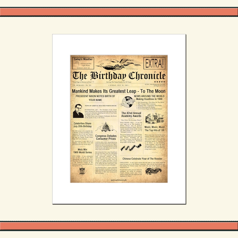 The Birthday Chronicle Personalized Birthday Newspaper | Etsy