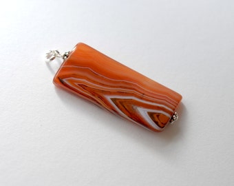 Striped  Agate Pendant, Agate Jewelry, Sterling Silver Wire Wrapped Gemstone Pendant, Unique OOAK Stone