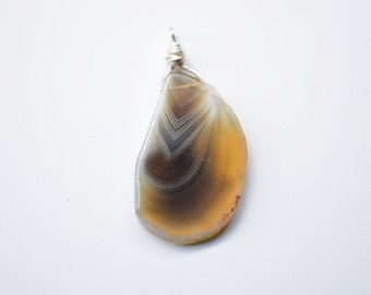 Botswana Agate Pendant, Agate Jewelry, Wire Wrapped Gemstone Pendant, Unique OOAK Stone