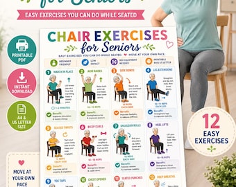 Chair Exercises for Seniors | Seated Exercise Chart | Balance & Mobility | Full Body Chair Workout | Low Impact No Equipment | Home Workout