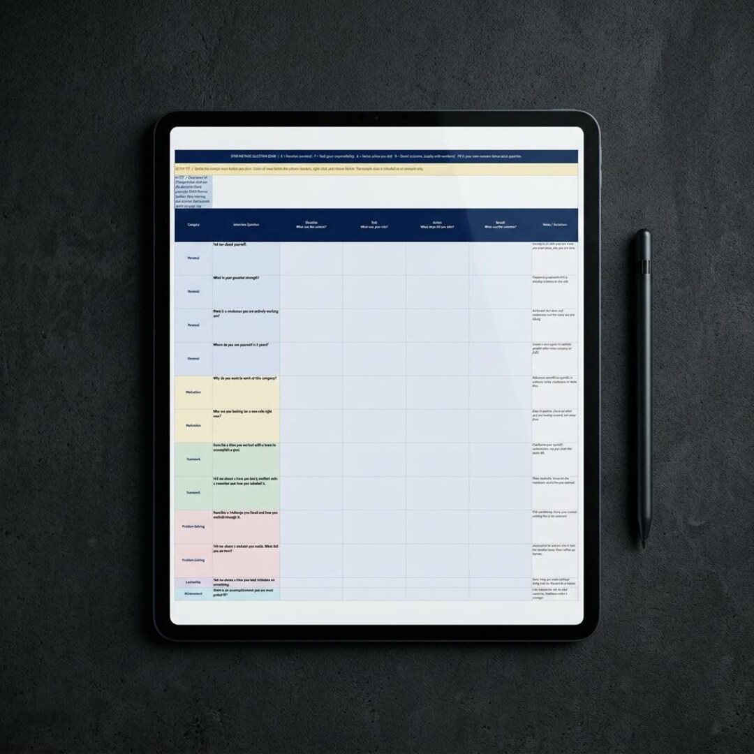 Interview Prep Spreadsheet | STAR Method, Company Research (excel ...