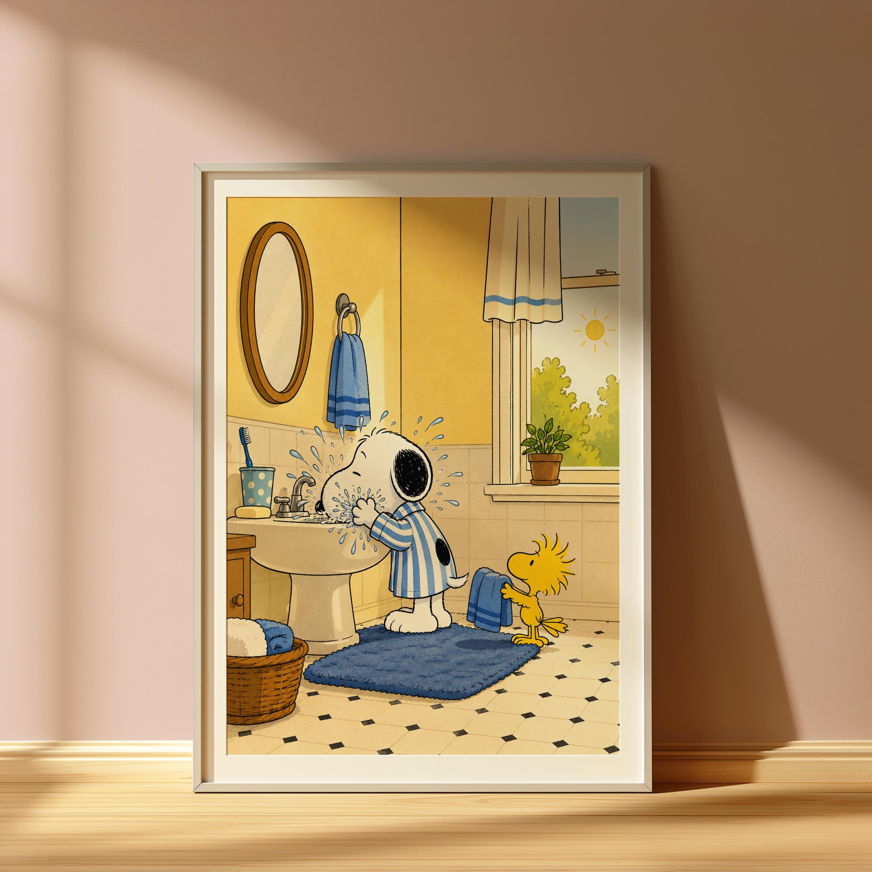 Snoopy Themed Daily Routine Snoopy Morning Routine Poster, Snoopy Washing Face Print, Snoopy ...