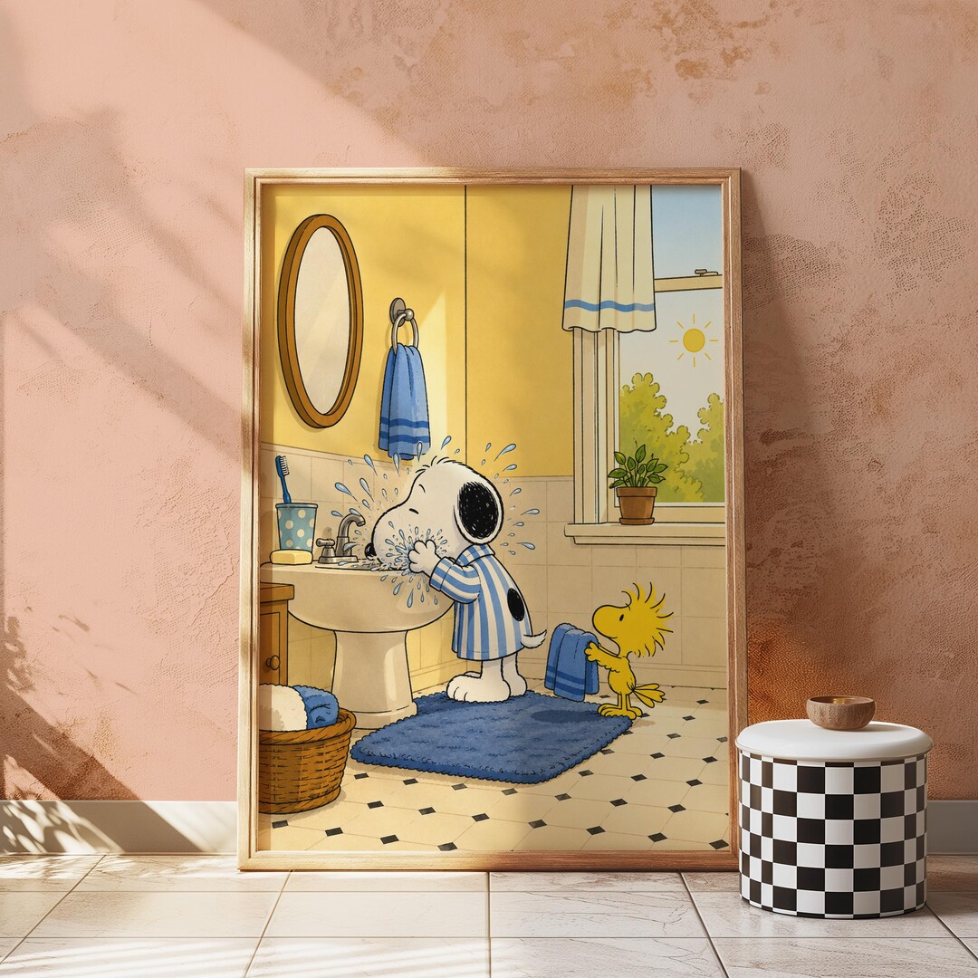 Snoopy Themed Daily Routine Snoopy Morning Routine Poster, Snoopy Washing Face Print, Snoopy ...