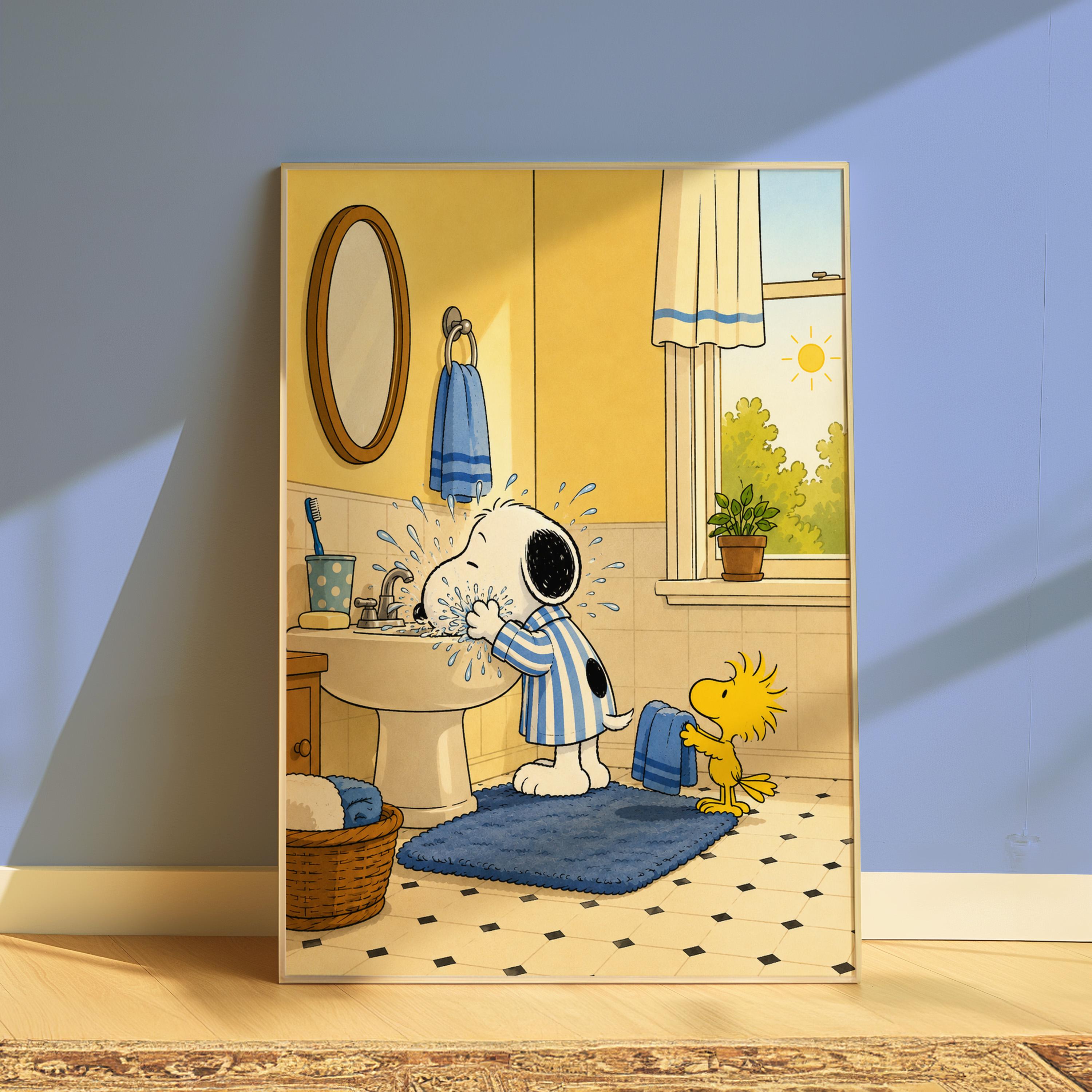 Snoopy Themed Daily Routine Snoopy Morning Routine Poster, Snoopy Washing Face Print, Snoopy ...