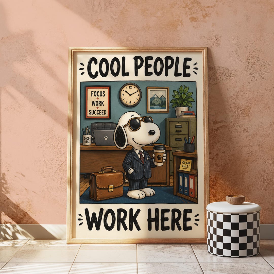 Funny Snoopy Office Poster, Cool People Work Here Snoopy Print ...