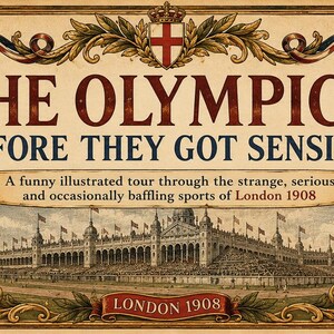 London 1908 Olympics Coloring Book for Adults, Funny Historical Sports Pages, Vintage Olympic Art, Weird History Gift