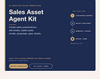 Kit de recursos para agentes de ventas, plantillas de ventas con IA para PowerPoint, Canva y Google Slides, hojas de venta, tarjetas de batalla de la competencia, borradores de correos electrónicos