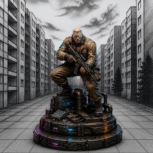 Cybernetic Elite Soldier STL | Sci-Fi Commando 3D Printable Statue | Futuristic Super Soldier Resin Figure | Digital Download