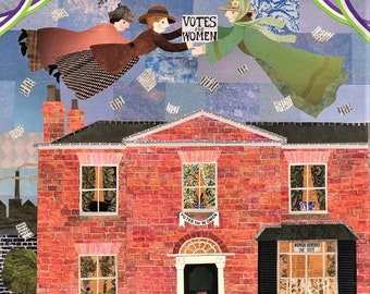 Mrs Pankurst Greeting Card, Suffragettes, Feminism, Votes For Women, Manchester, Recycled Collage Art, Womens History, Amanda White Design