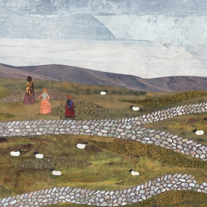 BRONTE SISTERS Art Print, Literary Landscape, Haworth, Amanda White Design Collage, Bookish Gift Idea, Wuthering Heights, Bronte Country