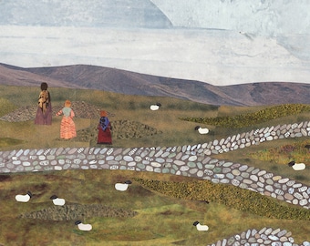 BRONTE SISTERS Art Print, Literary Landscape, Haworth, Amanda White Design Collage, Bookish Gift Idea, Wuthering Heights, Bronte Country
