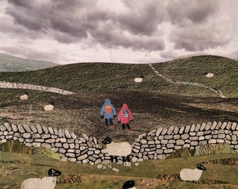 PENNINE WAY Greeting Card, Wild Landscape, Peak District Hikers Derbyshire, Amanda White Design, Stormy Weather, Sheep Country, Edale