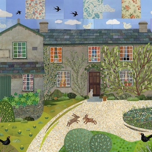 BEATRIX POTTER Biglietto d'auguri artistico, Hill Top National Trust, Amanda White Design, Peter Rabbit Writers House Museum, Lake District inglese