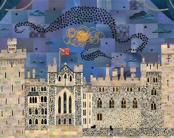 ARUNDEL CASTLE Art Print, British History, England, Historic Buildings, Murmuration, Sussex Castle, Amanda White Design Collage