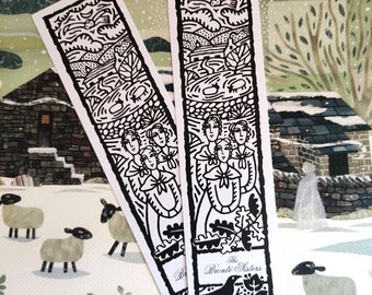 BRONTE SISTERS Bookmark, Gift for Booklovers, Bookish Idea, To Colour In, Amanda White Design, For Readers, Black and White, Haworth