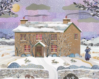 BEATRIX POTTER Art Print Hill Top Winter Snow Scene, Lake District National Trust, Peter Rabbit, Amanda White Design, Christmas Wall Art