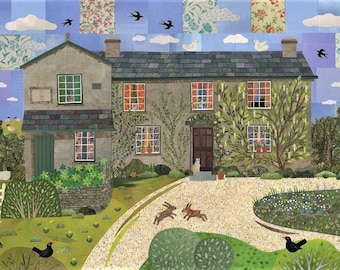 BEATRIX POTTER Art Print Hill Top Farm, Lake District Writers Houses, Peter Rabbit, Summer Garden, Amanda White Design Collage, Cumbria