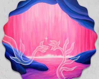 Obraz olejny Falisty panel z drewna, Eteryczne stworzenie fantasy, Dream River Art