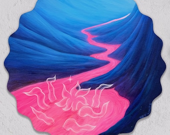 Obraz olejny Falisty panel z drewna, Eteryczne stworzenie fantasy, Dream River Art