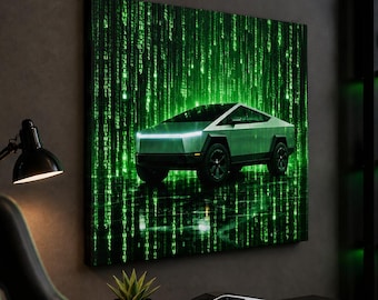 Lienzo estirado mate de Matrix Cybertruck / Arte mural automotriz de ciencia ficción