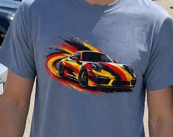 Camiseta con la bandera alemana para coches deportivos GT3 / Camiseta con estampado de drifting a alta velocidad
