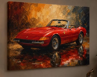 1971 Ferrari Daytona Spyder Oil Painting Tribute Canvas Print | Classic Ferrari Wall Art