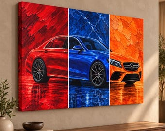 Mercedes E-Class Armenian Flag Canvas Print - Modern Automotive Art