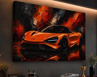 McLaren Supercar Oil Painting Tribute Canvas Print | Exotic Car Wall Art
