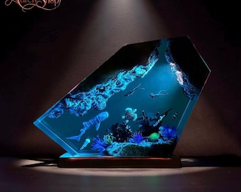 Ocean Resin Aquarium Lamp Decor