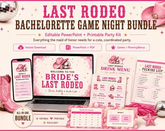 Last Rodeo Bachelorette PowerPoint Games Bundle, Disco Cowgirl Party Games, Bride Trivia Slideshow, Printable Bach Weekend Kit