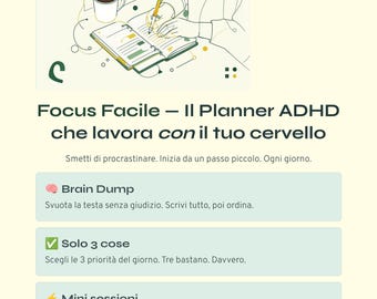 ADHD Planner in Italian, Anti-Procrastination Kit, Brain Dump PDF, Routine Planner, Digital Download